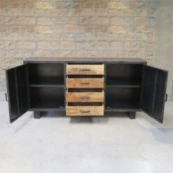 Buffet Métal Et Bois Jodhpur 2 Portes 4 Tiroirs -Promos Meubles Boutique buffet metal et bois jodhpur 2 portes 4 tiroirs 3