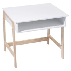 Promos Meubles Boutique 17 Bureau Enfant Blanc Pieds Bois Atmosphera