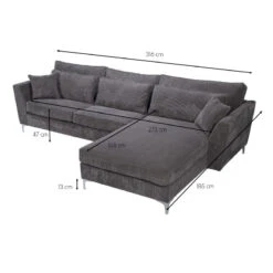 Canapé Angle Droit Isla Velours Côtelé Gris -Promos Meubles Boutique canape angle droit gris isla 6