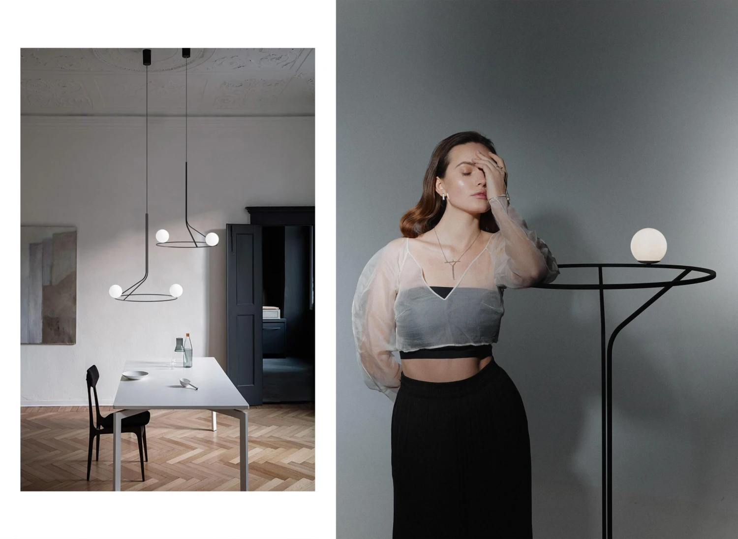 Stylish Minimalistic Contemporary Pendant Lamp Na Linii, Pair Edition Opal Glass 8 Stylish Minimalistic Contemporary Pendant Lamp Na Linii, Pair Edition Opal Glass â Image 6