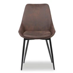 Chaise Mirano Coloris Brun Acier Microfibre -Promos Meubles Boutique chaise mirano coloris brun 1 3