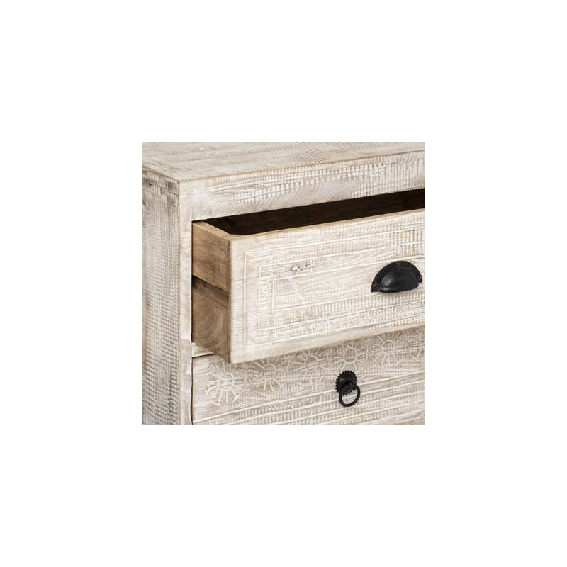 Chevet 3 Tiroirs Bois Blanchi Ajay Atmosphera 8 Chevet 3 Tiroirs Bois Blanchi Ajay Atmosphera – Image 6