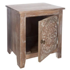 Chevet Shirel 1 Porte Bois Blanchi Atmosphera -Promos Meubles Boutique chevet shirel 1 porte bois blanchi atmosphera 3