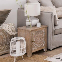 Chevet Shirel 1 Porte Bois Blanchi Atmosphera -Promos Meubles Boutique chevet shirel 1 porte bois blanchi atmosphera 4