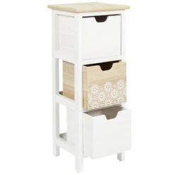 Chiffonnier 3 Tiroirs Chic Naturel Et Blanc -Promos Meubles Boutique chiffonnier 3 tiroirs chic naturel et blanc 4
