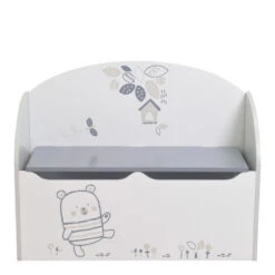 Demeyere Coffre à Jouets Bear Gris Et Blanc -Promos Meubles Boutique coffre a jouets blanc gris nounours 3