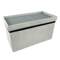 Coffre Blanc Pliable Gris Compatible Briques -Promos Meubles Boutique coffre blanc pliable gris compatible briques 1 2