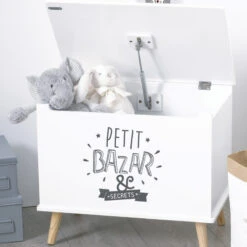 Coffre De Rangement "petit Bazar & Secrets" Blanc Atmosphera -Promos Meubles Boutique coffre de rangement petit bazar secret blanc atmosphera 1