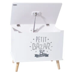 Coffre De Rangement "petit Bazar & Secrets" Blanc Atmosphera -Promos Meubles Boutique coffre de rangement petit bazar secret blanc atmosphera 2