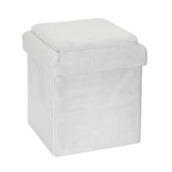 Coffre Pouf Pliable Gris Compatible Briques -Promos Meubles Boutique coffre pouf pliable gris compatible briques 1