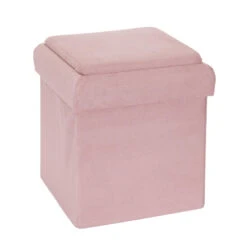 Coffre Pouf Pliable Rose Compatible Briques -Promos Meubles Boutique coffre pouf pliable rose compatible briques 1 2