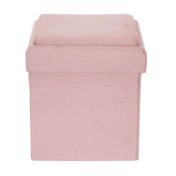Coffre Pouf Pliable Rose Compatible Briques -Promos Meubles Boutique coffre pouf pliable rose compatible briques 1 4