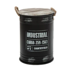 Coffres Bidons Noir Industriel - Lot De 3 - Atmosphera -Promos Meubles Boutique coffres bidons noir industriel lot de 3 atmosphera 2