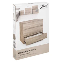 Commode 3 Tiroirs 78 Cm Dolo Naturel 5five -Promos Meubles Boutique commode 3 tiroirs 78 cm naturel 5five 2