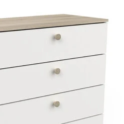 Demeyere Commode 4 Tiroirs Izzy Blanc Et Bois -Promos Meubles Boutique commode 4 tiroirs izzy blanc bois 1