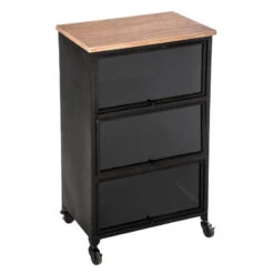 Commode Joris 3 Niches Noir Métal Atmosphera
