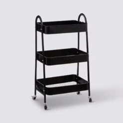 Desserte 3 Niveaux à Roulettes Métal Noir 5Five -Promos Meubles Boutique desserte 3 niveaux a roulettes metal noir 5five 4