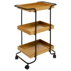 Desserte 3 Niveaux Bambou Et Métal 5Five