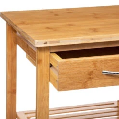 Desserte Bambou 1 Tiroir Roulettes 37 Cm 5Five -Promos Meubles Boutique desserte bambou 1 tiroir roulettes 37 cm 5five 2