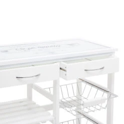 ATMOSPHERA Desserte De Cuisine Verre Blanc Modèle GUSTAF -Promos Meubles Boutique desserte de cuisine verre blanc modele gustaf 2