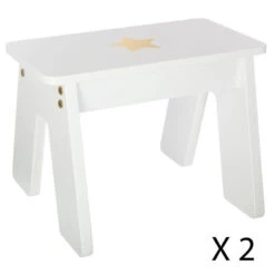 Ensemble Table + 2 Tabourets Enfant Blanc Doré Dream Atmosphera -Promos Meubles Boutique ensemble table 2 tabourets enfant blanc dore dream atmosphera 3