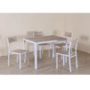 Ensemble Table + 4 Chaises Métal Blanc Et Effet Bois Clair -Promos Meubles Boutique ensemble table 4 chaises metal blanc et effet bois clair