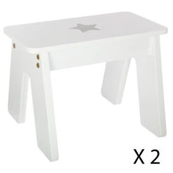 Ensemble Table + 2 Tabourets Enfant Blanc Gris Dream Atmosphera -Promos Meubles Boutique ensemble table tabourets enfant blanc gris dream atmosphera 3