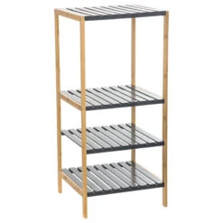 Etagère 4 Niveaux Salle Bain Varia Gris Bambou -Promos Meubles Boutique etagere 4 niveaux salle bain varia gris bambou 1