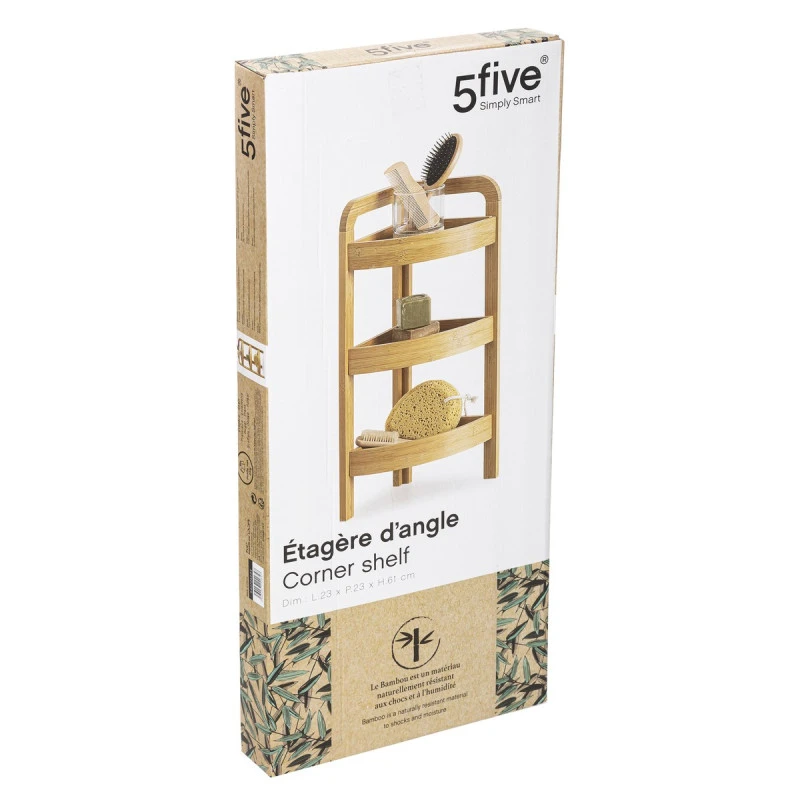 Étagère Angle 3 Niveaux En Bambou Petit Modèle 5 Étagère Angle 3 Niveaux En Bambou Petit Modèle – Image 3