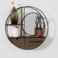 Etagère Murale Ronde D50 Miroir Atmosphera -Promos Meubles Boutique etagere murale ronde d50 miroir atmosphera 2