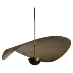 Tarnished Bronze Large Handmade Swedish Sculptural Pendant At 35”/90cm Diameter