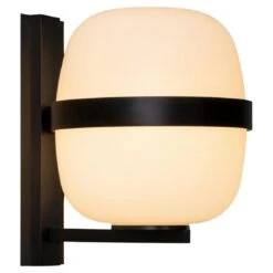 Miguel Milá 'Wally Cesta' Wall Lamp In Opal Glass And Black For Santa & Cole