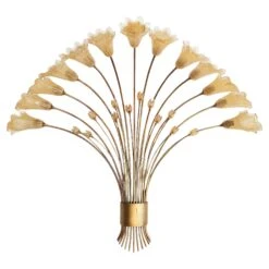 Large Late 20th Century Murano Wall Light In Gilded Steel And Glass Paste- Italy
