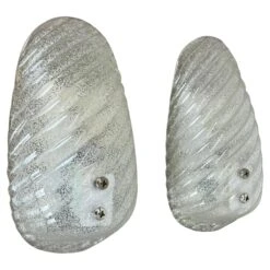 Set Of Two Murano Bubble Structure Ice Glass Wall Light Sconces Germany, 1980s