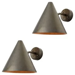 Pair Of Hans-Agne Jakobsson 'Tratten' Outdoor Sconces In Silver Steel