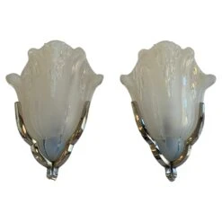 Pair Of Art Deco Corner Sconces Signed Ezan France 'Art Deco Wall Lights, 1930'