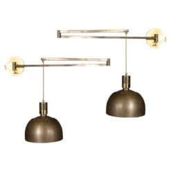 Pair Of Italian Brass Articulated Wall Lights By Albini & Helg, C.1960