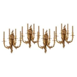 19th Century French Rococo Ormolu D'appliques Four Wall Lights, Circa1820