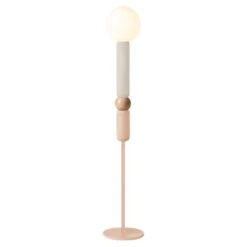 Contemporary Art Deco Floor Lamp Play In Ivory, Nude And Natural Oak