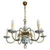 1940s Dutch Brass And Porcelain Hand Painted Delft Blue And White Chandelier -Promos Meubles Boutique f 34520952 1685452640993 bg processed