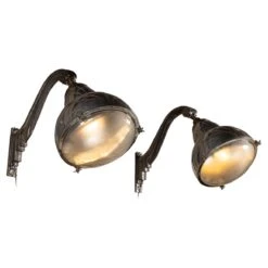 20th Century Dutch Pair Of Polished Metal Outdoor Lamps, C.1920