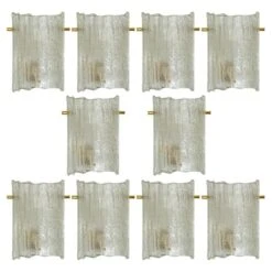 Massive Glass Wall Light Fixtures By J.T. Kalmar, 1960