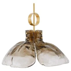 1 Of The 3 Large Four-Panel Glass Flower Chandeliers By Kalmar, Austria, 1970