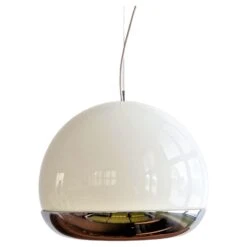 Glass And Chrome Pendant Lamp By De Martini, Falconi & Fois For Reggiani