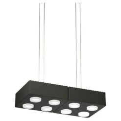 Contemporary Pendant Lamp 'Domino' By Sylvain Willenz X AGO, Double - Charcoal