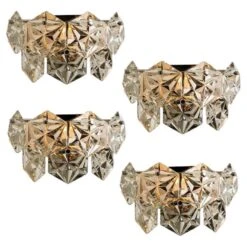 1 Of The 4 Faceted Crystal And Chrome Sconces By Kinkeldey, Germany, 1970s