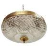 Gilt Metal And Cut Glass Coupe Pendant Form Flush Ceiling Fixture