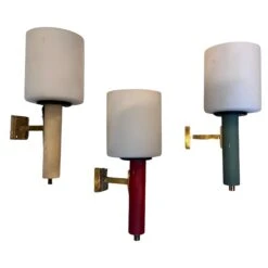 1960 Three Stilnovo Style Mid-Century Modern Brass Italian Wall Sconces