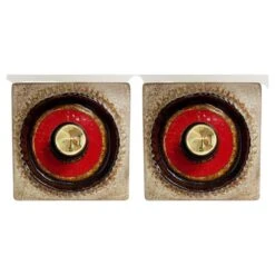 Pair Of Square Ceramic Wall Lights Kaiser Leuchten, Germany