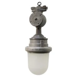 Grey Metal Vintage Industrial Frosted Glass Pendants Hanging Lamp